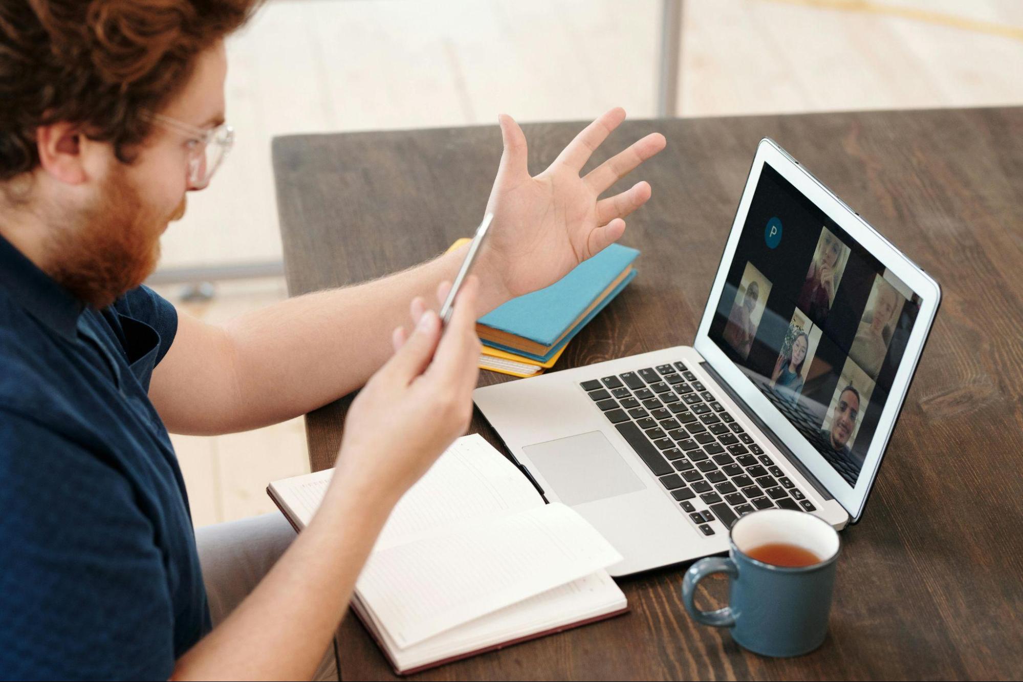 A remote team having a meeting online